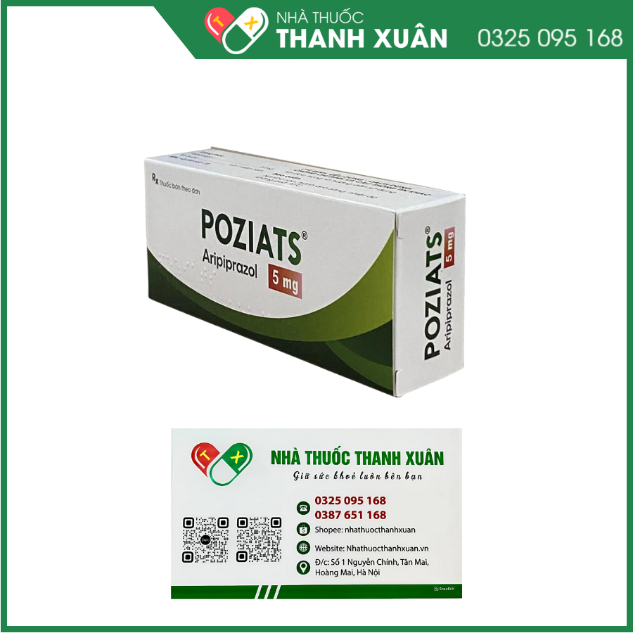 Thuốc Poziats 5mg điều trị tâm thần phân liệt, điều trị rối loạn lưỡng cực cấp tính